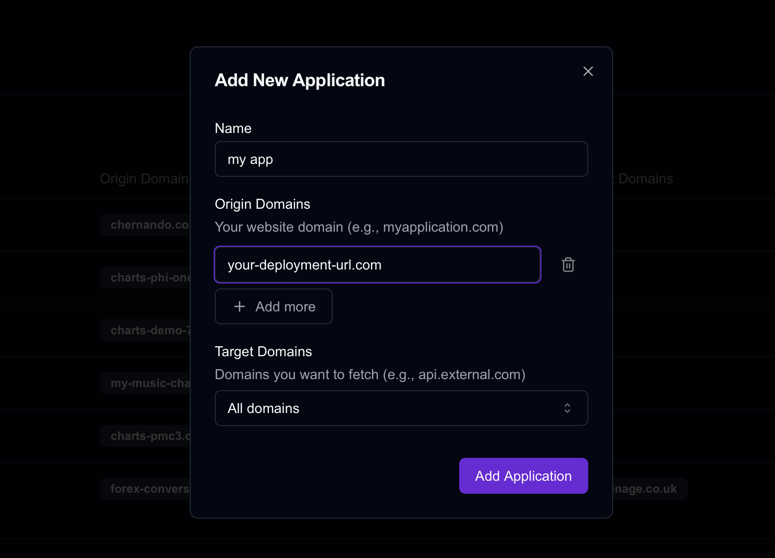 Adding origin domain