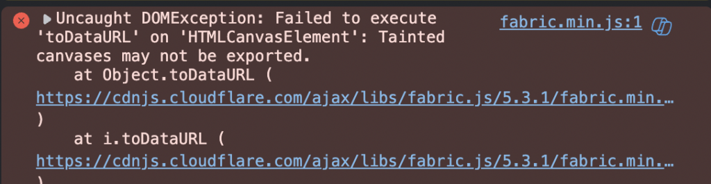 Tainted cavas error